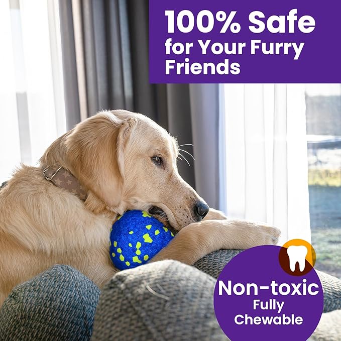 4 Pack Bouncy Dog Balls, 3'' Indestructible Dog Toys for Aggressive Chewers, Outdoor Jolly Tennis Balls for Dogs, Durable Interactive Floating Fetch Toy, Blue Orange