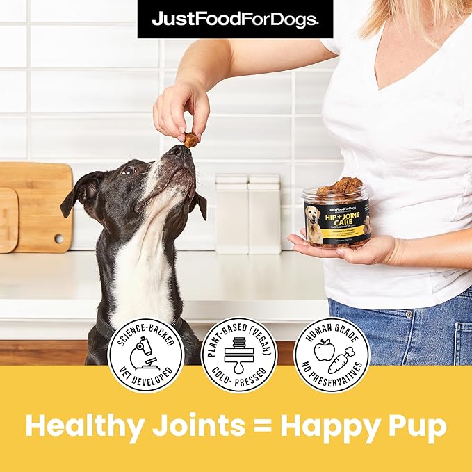 Just Food for Dogs Hip and Joint Supplement for Dogs, Human Grade Glucosamine Chondroitin Dog Supplements, Multivitamin Soft Chews, Omega 3 Oil, Superfood Blend, Plant Based Dog Vitamins - 45 Count 3