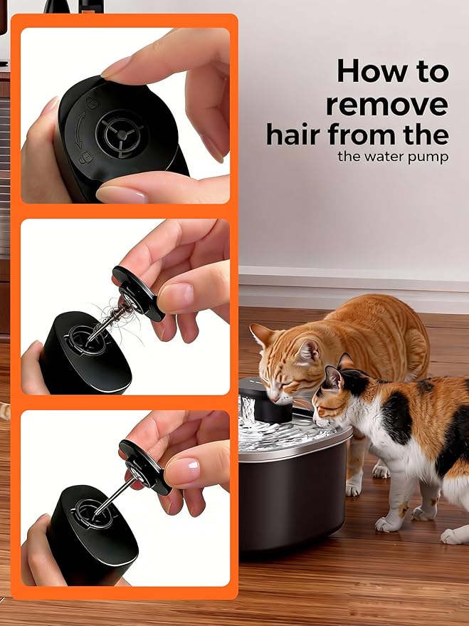 10L/2.64GAL Wireless Water Fountain for Cats Large Dogs for Multi-Pet Homes - Stainless Steel 4000mAh Battery Operated Automatic Pet Water Dispenser with Sensor, Quiet Flowing Bowl - Black