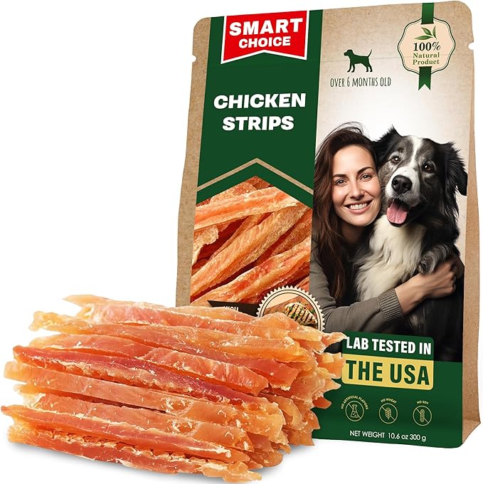 Dog Treats Chicken Jerky Strips 10.6 oz - Human Grade Meat Sticks - Natural Pet Dried Snacks Rawhide - Free - Long Lasting Chews for Large & Small Dogs - Best for Training & Healthy Teeth