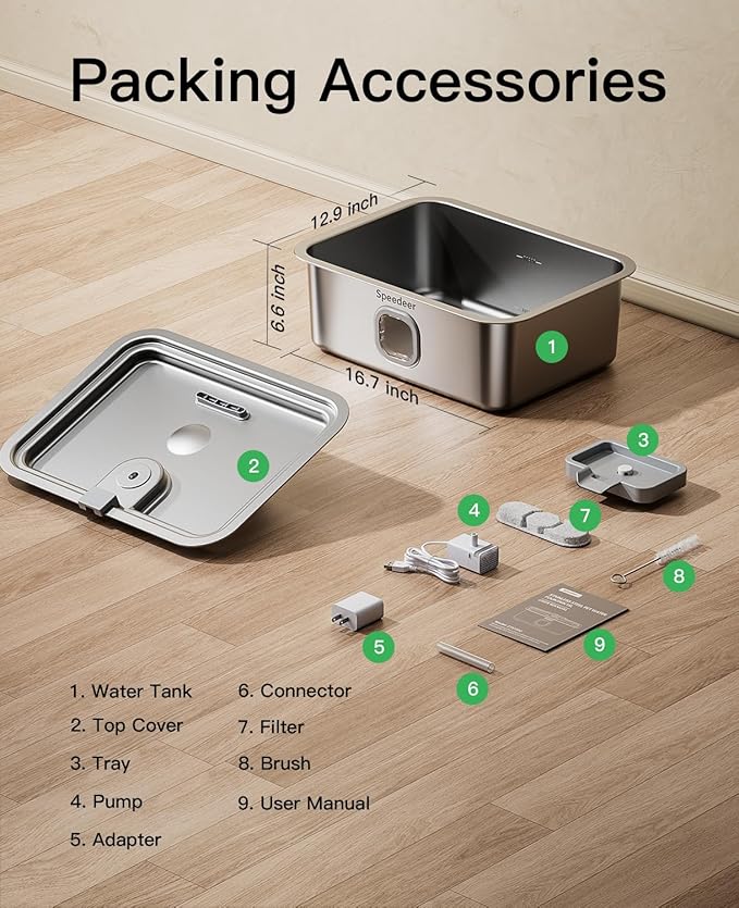 4Gal/15L Dog Water Fountain for Large Dogs, Stainless Steel Large Pet Drinking Fountain, Automatic Dog Water Bowl Dispenser with Deeper & Wider Drinking Area, Multi-Filtration, Ultra-Quiet