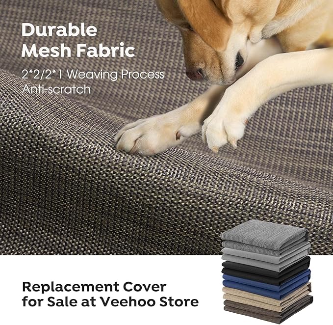 Veehoo Outdoor Elevated Dog Bed Large Sized Dogs, Extra Large Cooling Raised Dog Cots Beds Training Platform Off Ground Hammock with Breathable Mesh, No-Slip Feet, 45"x33", Brown