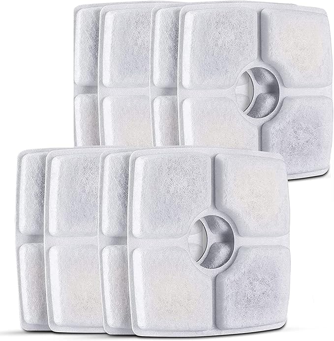Cat Water Fountain Filters,8 Pack Replacement Filter Fit for Top Square 84oz/2.5L Cat Pet Fountain, 3 Filtration System
