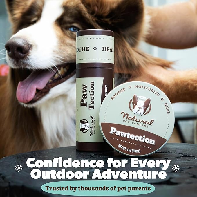 Natural Dog Company PawTection Balm for Dogs, Dog Paw Protector, Moisturizing Dog Paw Balm for Dry, Cracked Pad, Protects Paw from Extreme Weather, Paw Lotion for Allergies & Itching (0.15 oz Stick)