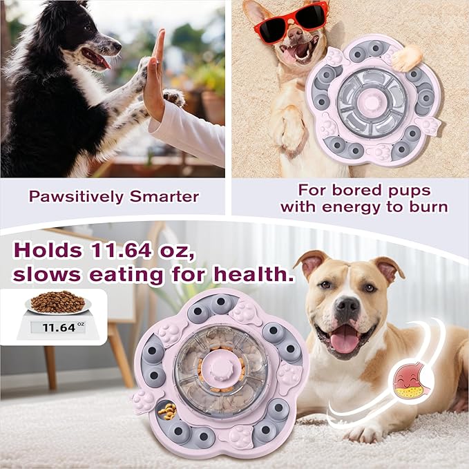 KADTC 3 Levels of Step-by-Step Challenge,Large Size,Dog Puzzle Feeder Toy - U.S. Brand & Design,Spin-to-Release Treat Dispenser For Dogs Boredom Toys Mental Stimulation Enrichment Slow Feeding Puzzles