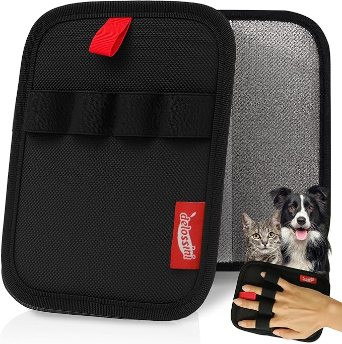 Pet Hair Removal Glove, Reusable Electrostatic Pet Hair Remover Glove for Cat & Dog, Washable 4 Finger Upgraded Version Pet Hair Mitt for Couch, Furniture, Car Seat - 2 PCS