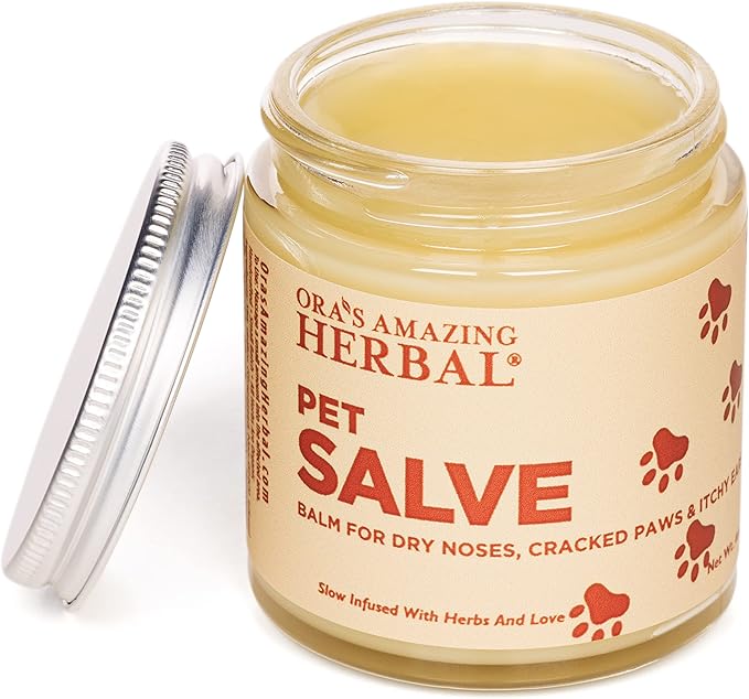 Pet Salve, Dog Paw Balm, Dry Noses Cracked Paws, Hot Spots, Itchy Ears, Ora's Amazing Herbal 4oz