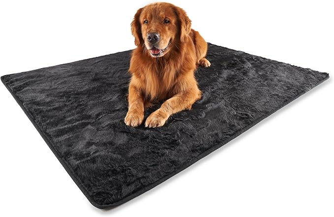 PupProtector Waterproof Throw Blanket for Dogs and Cats, Pet Blanket Cover for Couches, Sofas, Beds, Car Seats, Furniture, Calming Soft Faux Fur, Midnight Black, Large (80" L x 62" W)
