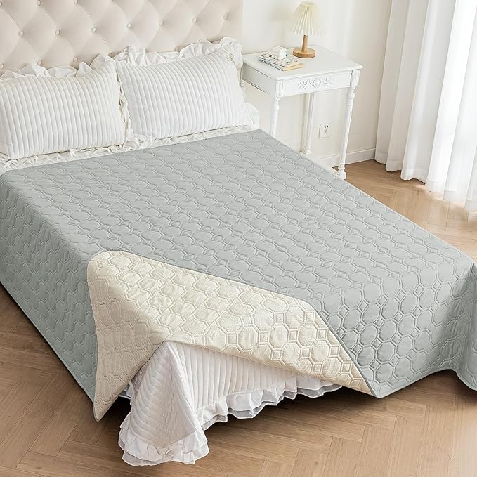 ZNSAYOTX Ultimate Cozy Blankets (82"x82") 100% Waterproof Bed Mat Blanket for Dog Pets, Couch Sofa Protector with Non-Slip Back Washable Durable, Pee Scratch Proof Easy to Clean (Light Grey)