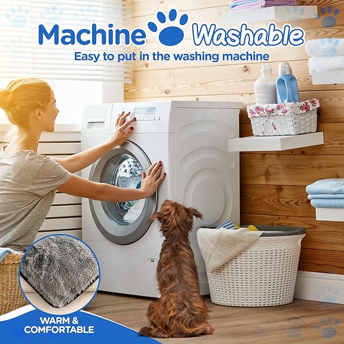 PupProtector Waterproof Throw Blanket for Dogs and Cats, Pet Blanket Cover for Couches, Sofas, Beds, Car Seats, Furniture, Calming Soft Faux Fur, Dark Grey, Original (60" L x 50" W)