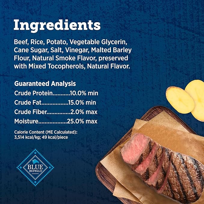 Blue Buffalo True Chews Premium Jerky Cuts Dog Treats, Made in the USA with Natural Ingredients, Beef, 10-oz Bag