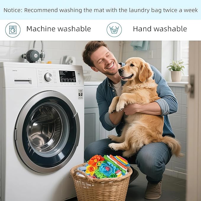 Snuffle Mat for Small Dogs Cats - Dog Snuffle Mat for Slow Feeder, Reduce Boredom, Fun Foraging Mats for Small Medium Dog, Cat, Rabbit, Puppy Sniff Mats for Dogs 15.4in Blue