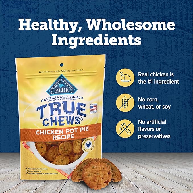 Blue Buffalo True Chews Dog Treats Made in the USA with Natural Ingredients Chicken Pot Pie