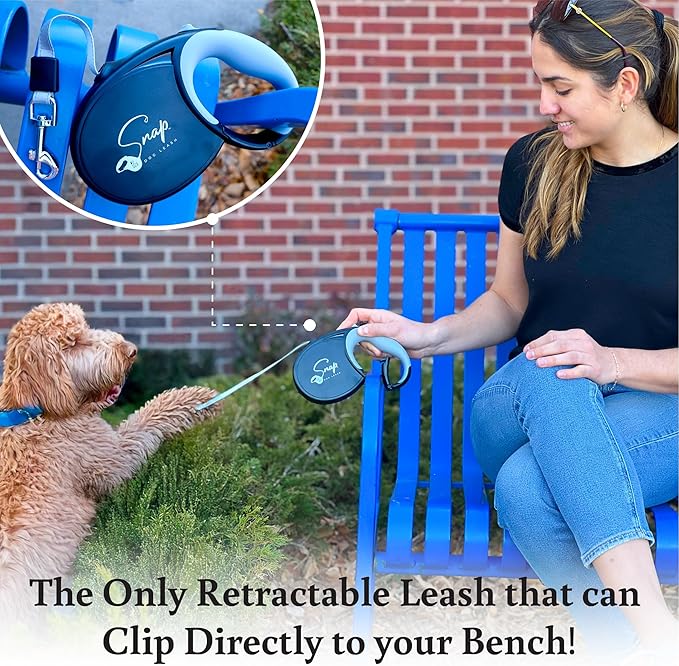 Snap Retractable Dog Leash with Built-in Clip, Hands-Free Connection, Reflective 16-ft Tape, Brake and Lock, Tangle-Free, for Medium and Large Dogs