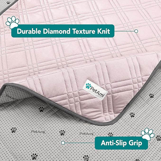 PetAmi Waterproof Cooling Mat for Dog, Premium Pet Cooling Blanket for Bed Crate, Anti Slip Indoor Dog Cool Pad for Sleeping, Q-MAX Small Medium Sofa Couch Cover Mat for Cat, Pink, 29x40