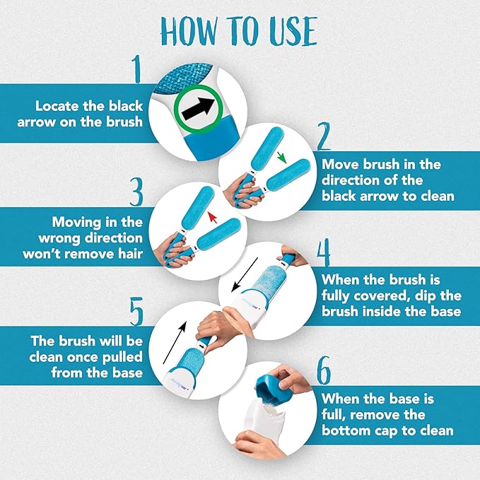 Lint Brush and Pet Hair Remover for Laundry, Clothes, Couches, Car Seats, Furniture and Fabric. Reusable Dog and Cat Fur Wizard Hair Removal Brush. ALLISTAR (Sky Blue)