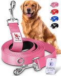 Hands-Free Dog Leash Training Running Snapleash, Waist & Shoulder Lead for Walking, Traffic Lead, Dual Pet Leash Adjustable for Large, Medium and Small Dog Breeds (Pink, Large (1in x 7.5ft))