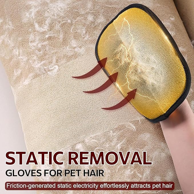 SHAZORY 2PCS Pet Hair Removal Glove for Cats and Dogs - Electrostatic Pet Hair Remover Glove | Reusable Brush Pet Hair Remover for Couch, Carpet, Car Seat & Laundry