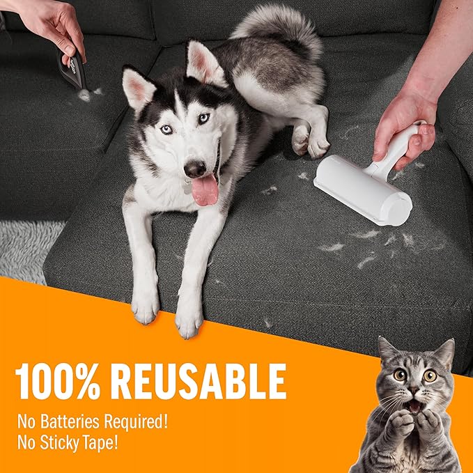 ChomChom Roller & Detailer Bundle - Pet Hair Remover and Reusable Lint Roller - ChomChom Cat and Dog Hair Remover for Furniture, Couch, Carpet, Clothing and Bedding - Multi-Surface Fur Removal Tool