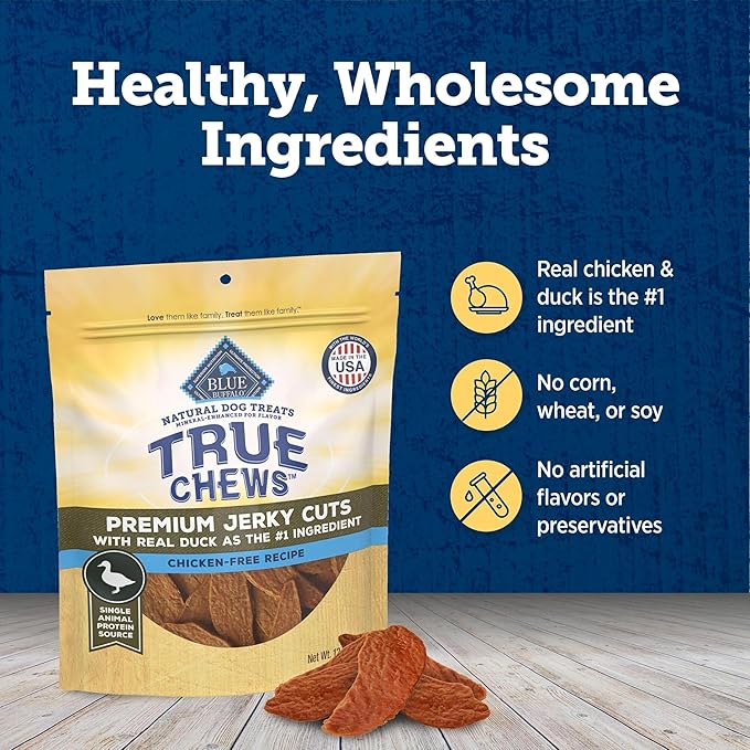 Blue Buffalo True Chews Premium Jerky Cuts Dog Treats, Made in the USA with Natural Ingredients, Chicken & Duck, 22-oz. Bag