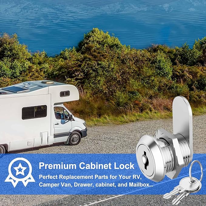 1 Pack Cabinet Locks with Keys, 5/8" Cam Lock Keyed Alike, Mailbox Lock RV Cabinet Lock for Secure File Cabinet Mailbox Toolbox Drawer Replacement Lock, Zinc Alloy