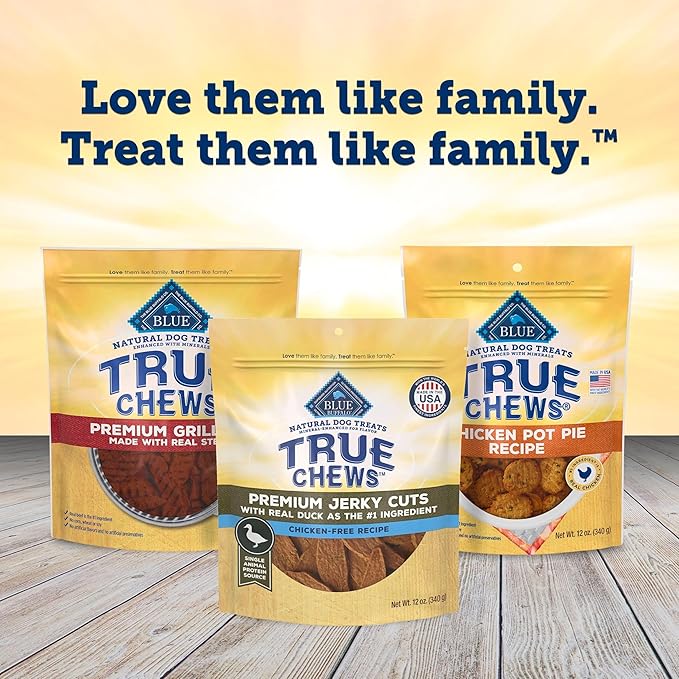 Blue Buffalo True Chews Premium Jerky Cuts Dog Treats, Made in the USA with Natural Ingredients, Chicken & Duck, 22-oz. Bag