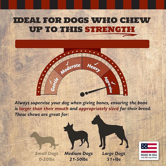 Meaty Beef Knuckle Dog Bones, Made in USA, Natural Dog Chews for Aggressive Chewers, Large Dogs, 4 Count