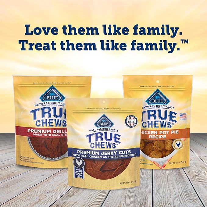 Blue Buffalo True Chews Premium Jerky Cuts Dog Treats, Made in The USA with Natural Ingredients, Chicken, 12-oz Bag