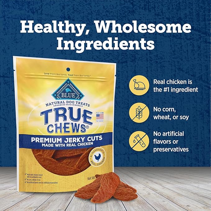 Blue Buffalo True Chews Premium Jerky Cuts Dog Treats with Natural Ingredients Chicken