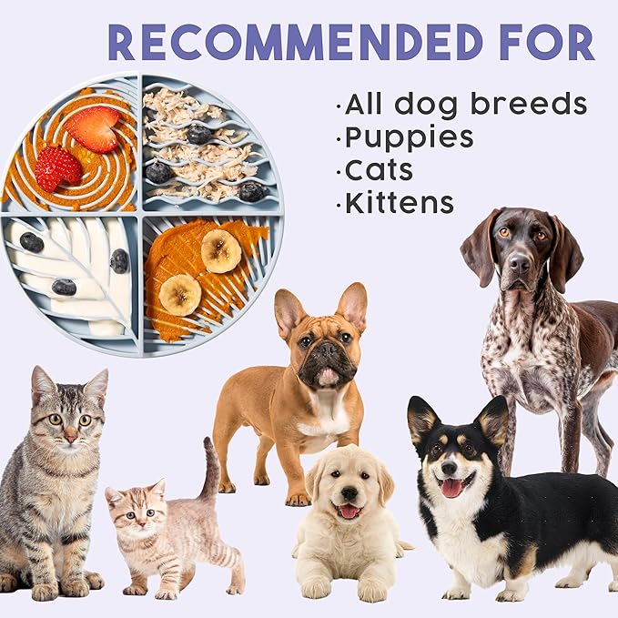 Awoo Paradise Silicone Dog & Cat Lick Mat & Slow Feeder with Suction Cups, Non-Slip, Dishwasher Safe, Extend Mealtime, Reduce Anxiety (Sage)