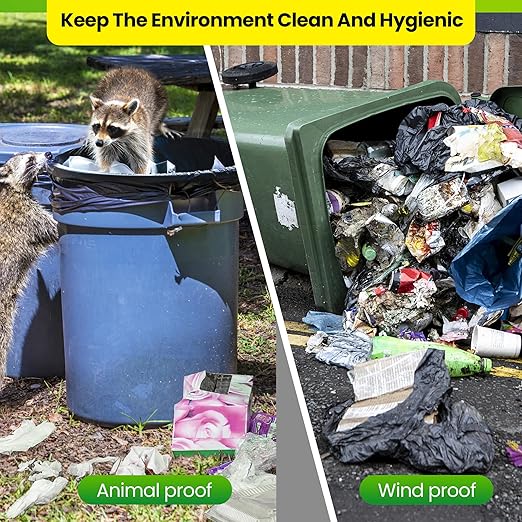 1 Pcs Trash Can Locks for Animals,Garbage Can Lid Locks with Metal Claw,Adjustable Garbage Straps Clips Outdoor for Keep Out Raccoon,Bear - Black