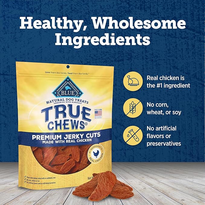 Blue Buffalo True Chews Premium Jerky Cuts Dog Treats with Natural Ingredients Chicken