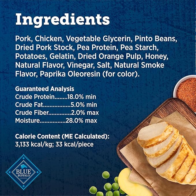 Blue Buffalo True Chews Dog Treats, Made in The USA with Natural Ingredients, Pork and Chicken Sausage Recipe, 14-oz Bag