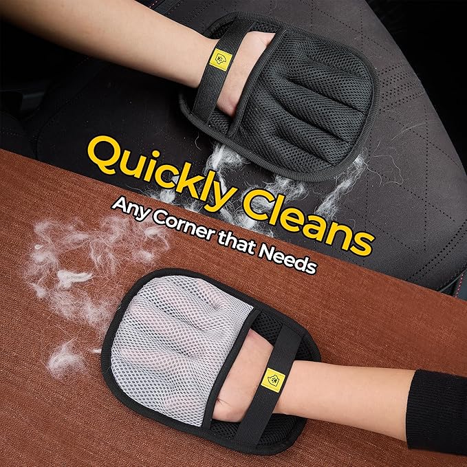 Pet Hair Removal Gloves (Pair) – Reusable 5-Finger Electrostatic Pet Hair Removal Glove, Cat Hair Remover for Cats & Dogs – Washable Cleaning Gloves for Couch, Car Seats, Carpets & Blankets (2Pcs)